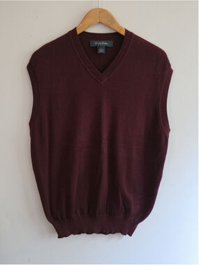 VTG 90s Brooks Brothers Golf Cotton Sweater Vest Burgundy M Australia Preppy Y2K